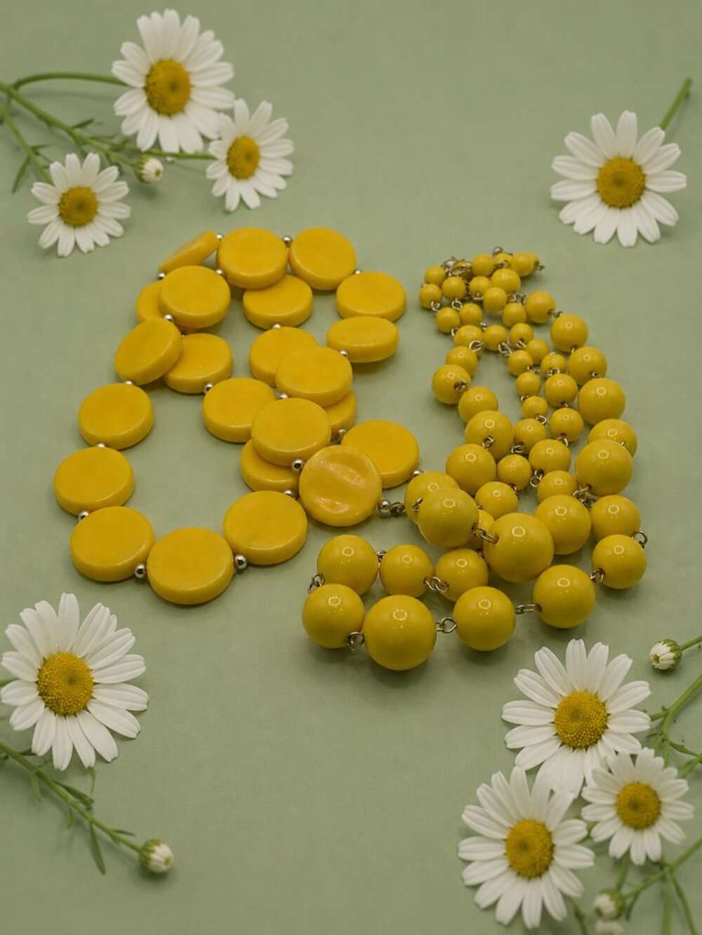 Yellow Beaded Necklace Bundle Acrylic Beads